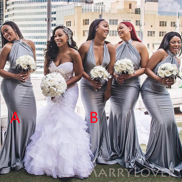 silver bridesmaid dresses